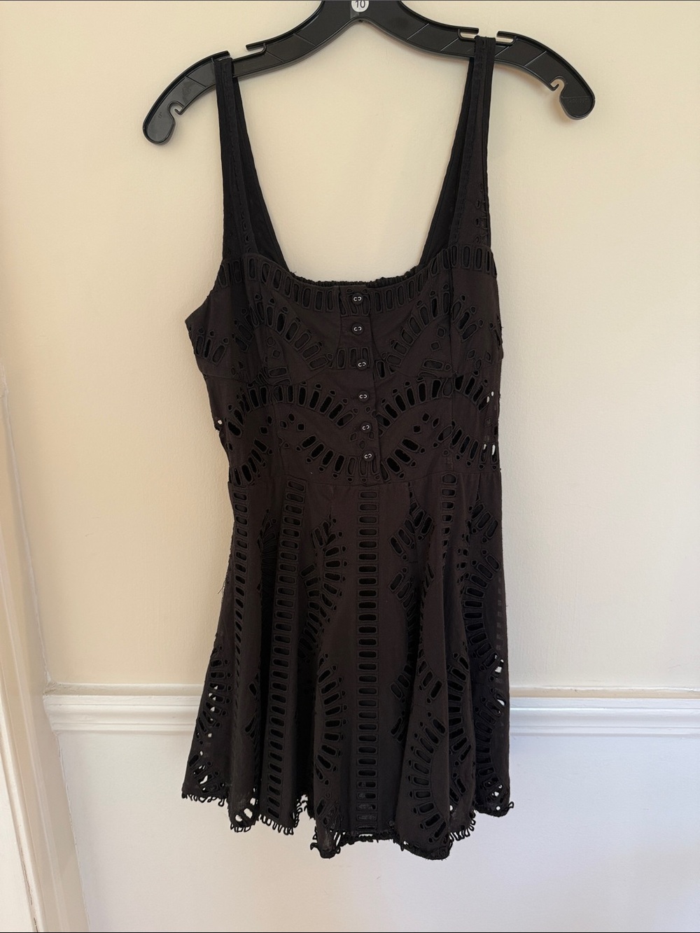 Charo Ruiz Black Eyelet Mini Dress